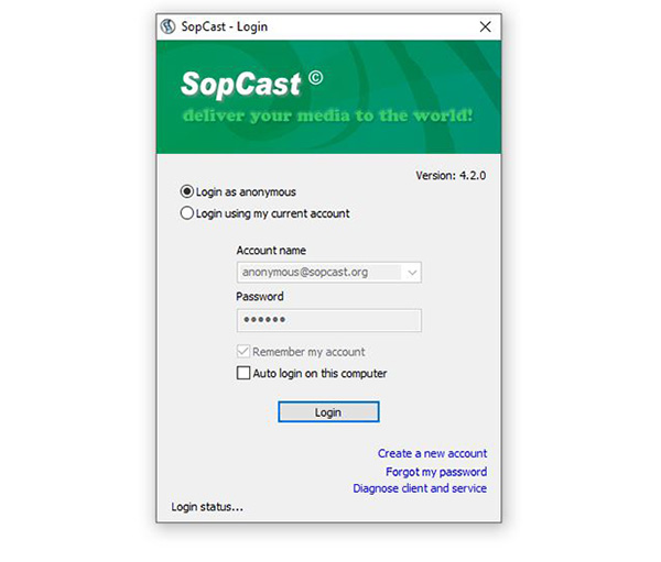 Tạo tài khoản để sử dụng Sopcast